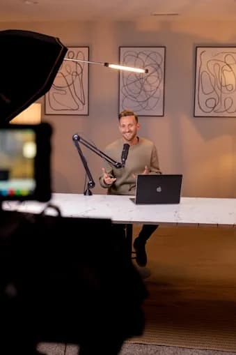 Host recording in the StudioYT podcast studio